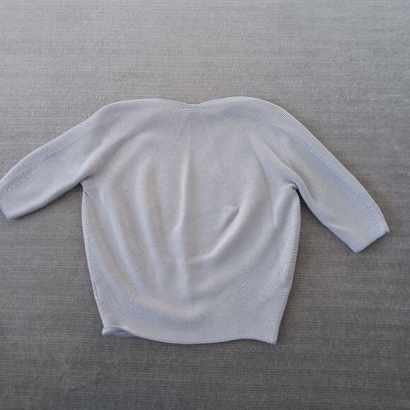 Uniqlo Sweater Women S Blue Birdseye Knit V Neck Cotton Minimalist Classic 3/4 - Picture 2 of 7